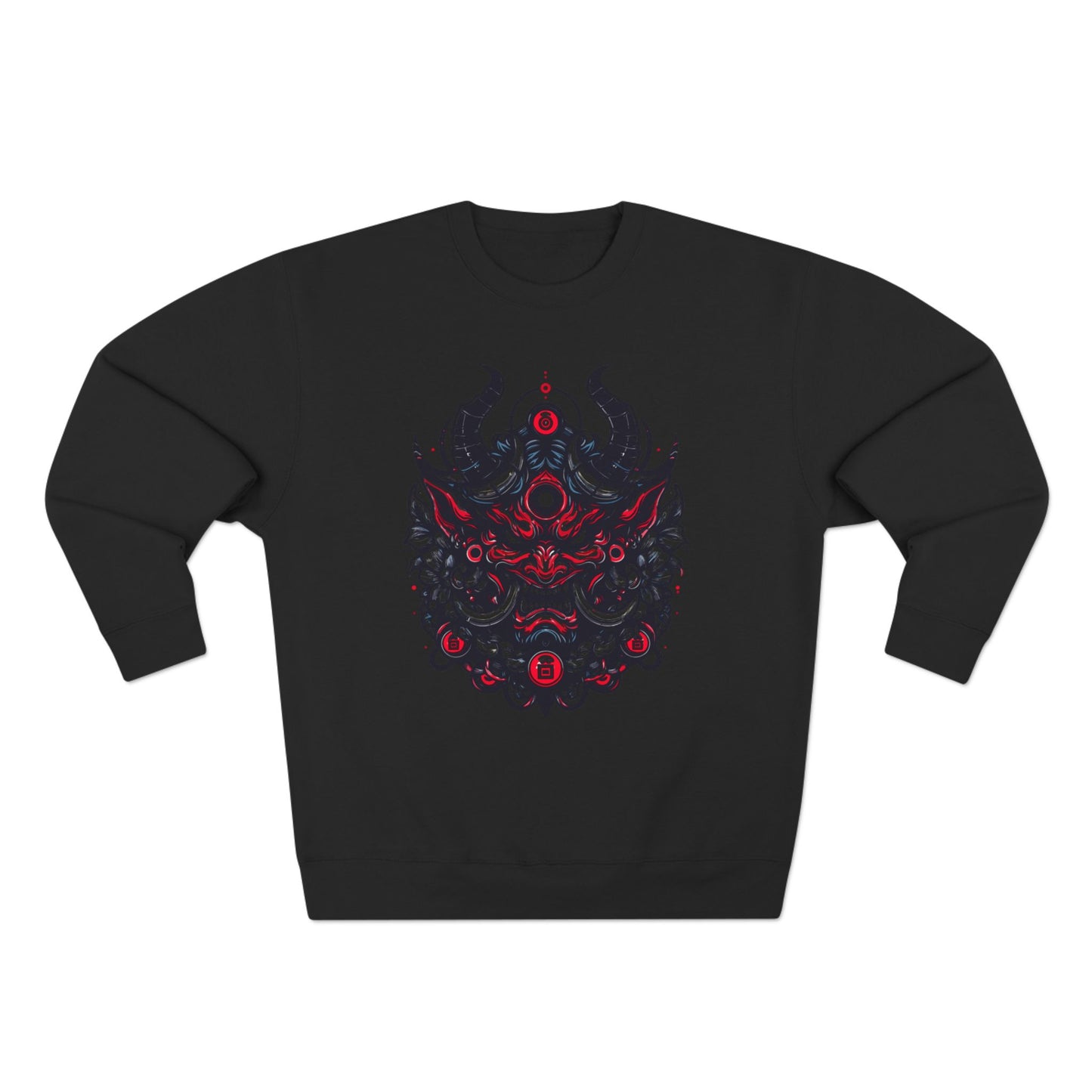 UrbNy Unisex Crewneck Sweatshirt – Bold Japanese Oni Tribal Design | Urban Streetwear Pullover