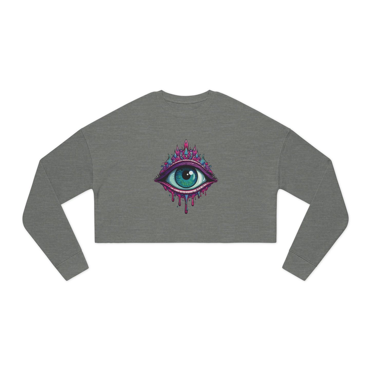 Mystical Eye Cropped Sweatshirt, Bohemian Style, Trendy Top, Gift for Her, Cozy Fashion