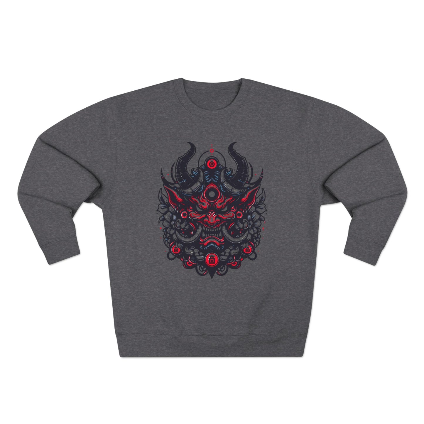 UrbNy Unisex Crewneck Sweatshirt – Bold Japanese Oni Tribal Design | Urban Streetwear Pullover