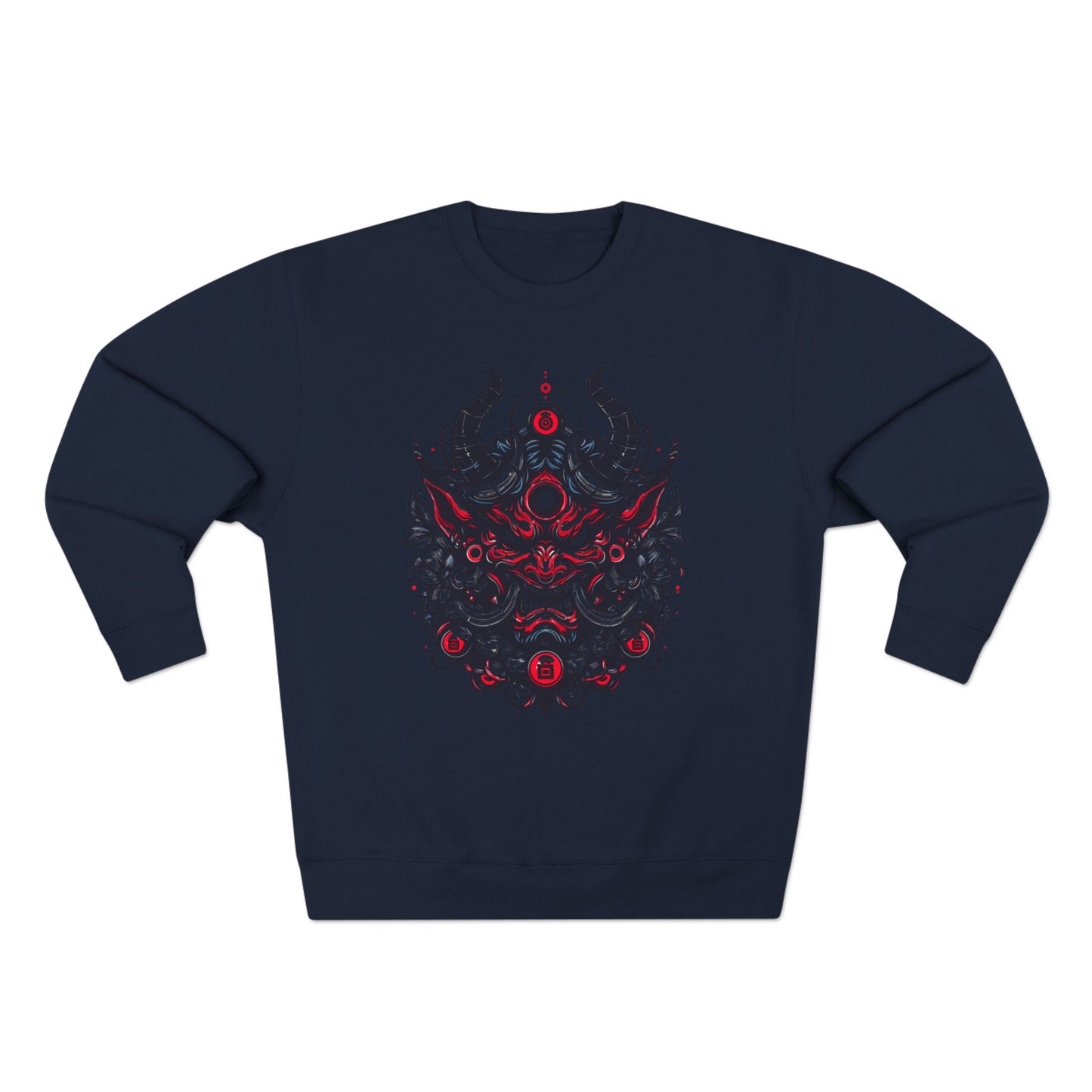 UrbNy Unisex Crewneck Sweatshirt – Bold Japanese Oni Tribal Design | Urban Streetwear Pullover