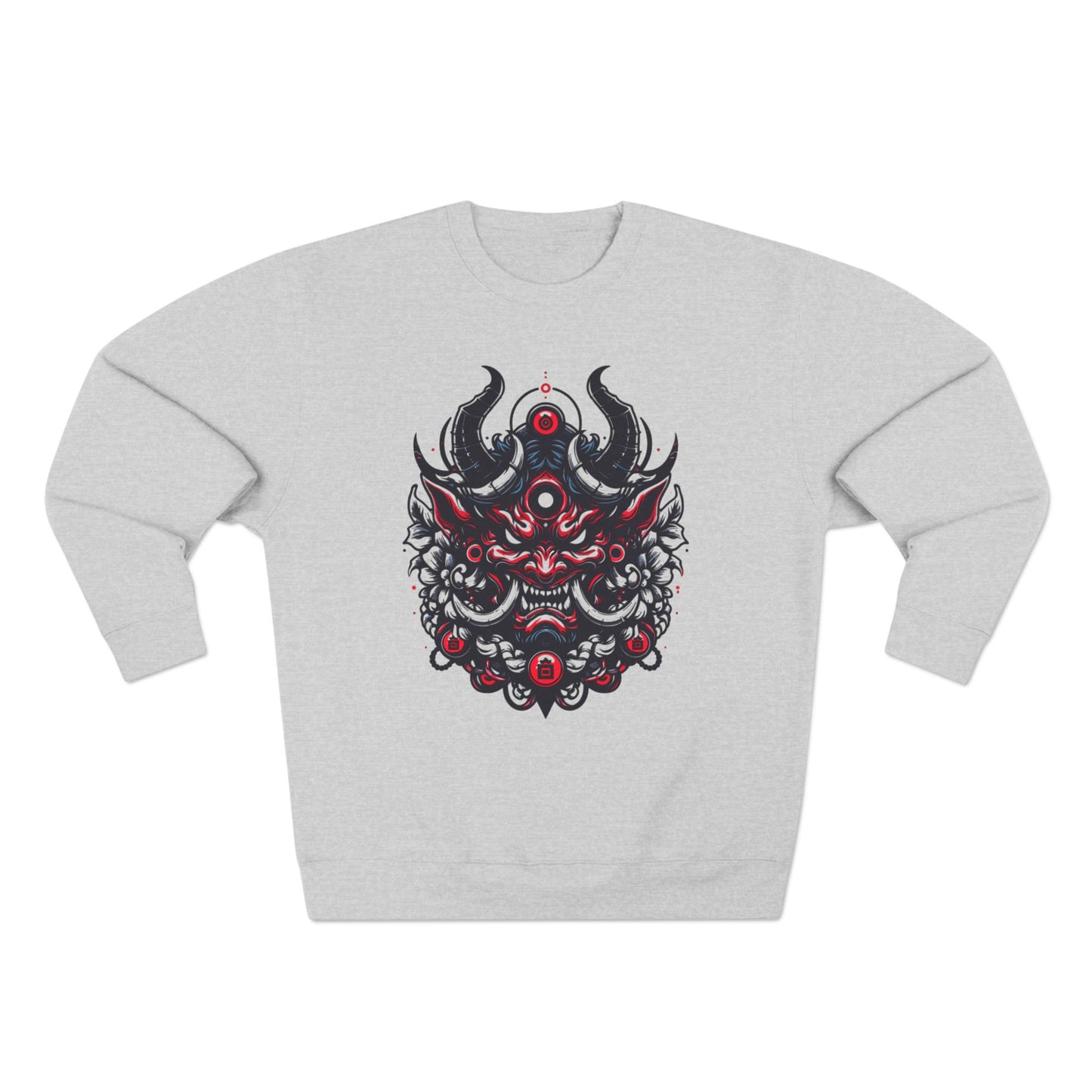 UrbNy Unisex Crewneck Sweatshirt – Bold Japanese Oni Tribal Design | Urban Streetwear Pullover