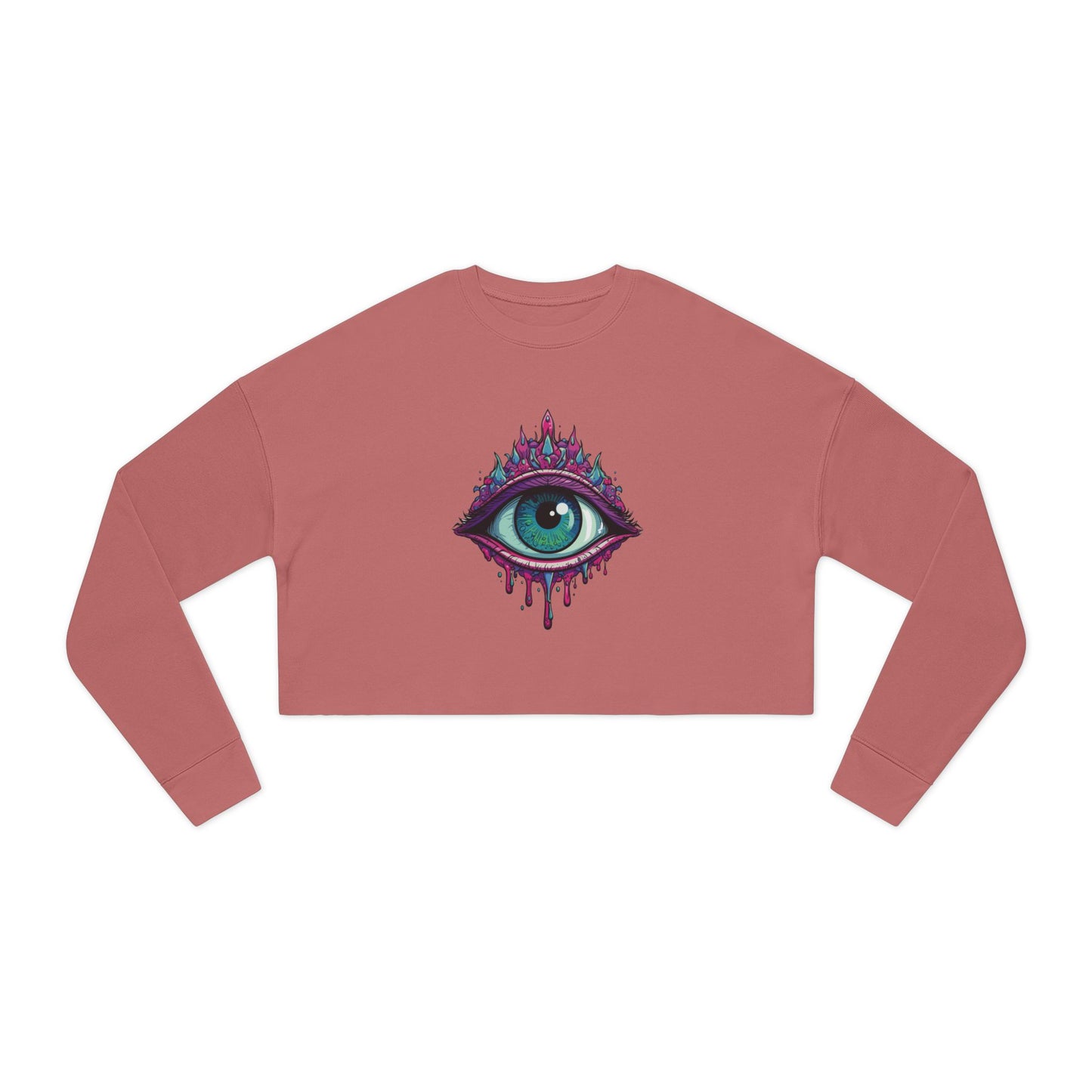 Mystical Eye Cropped Sweatshirt, Bohemian Style, Trendy Top, Gift for Her, Cozy Fashion