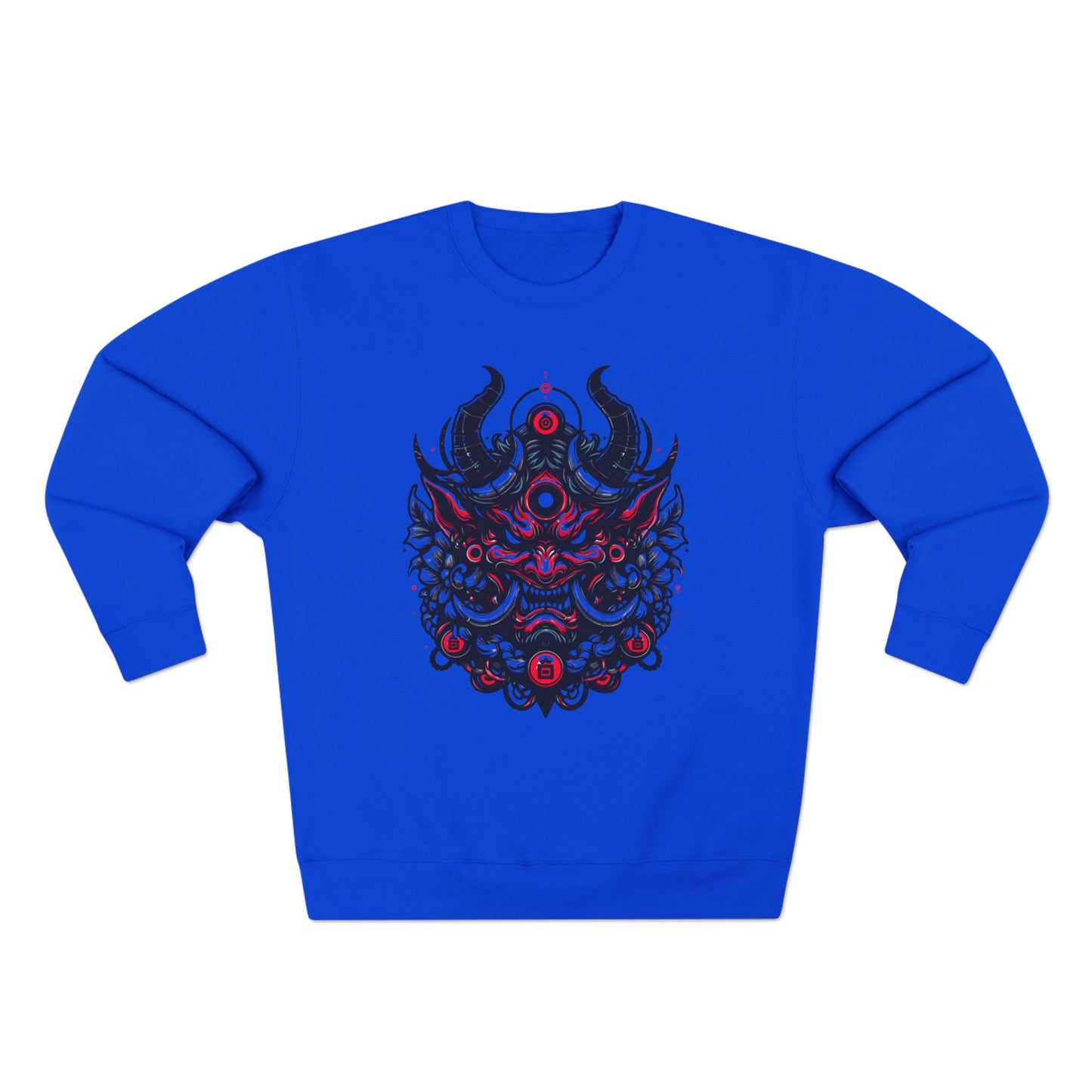 UrbNy Unisex Crewneck Sweatshirt – Bold Japanese Oni Tribal Design | Urban Streetwear Pullover