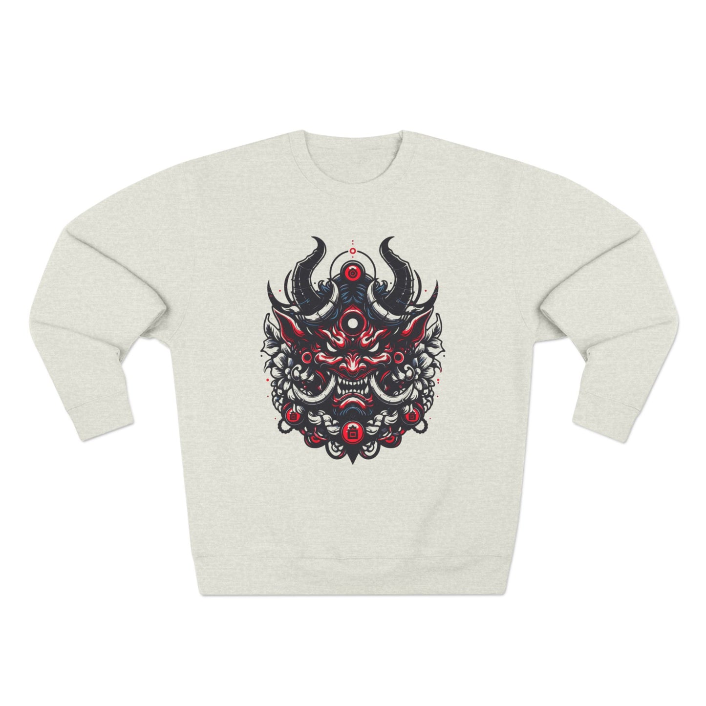 UrbNy Unisex Crewneck Sweatshirt – Bold Japanese Oni Tribal Design | Urban Streetwear Pullover