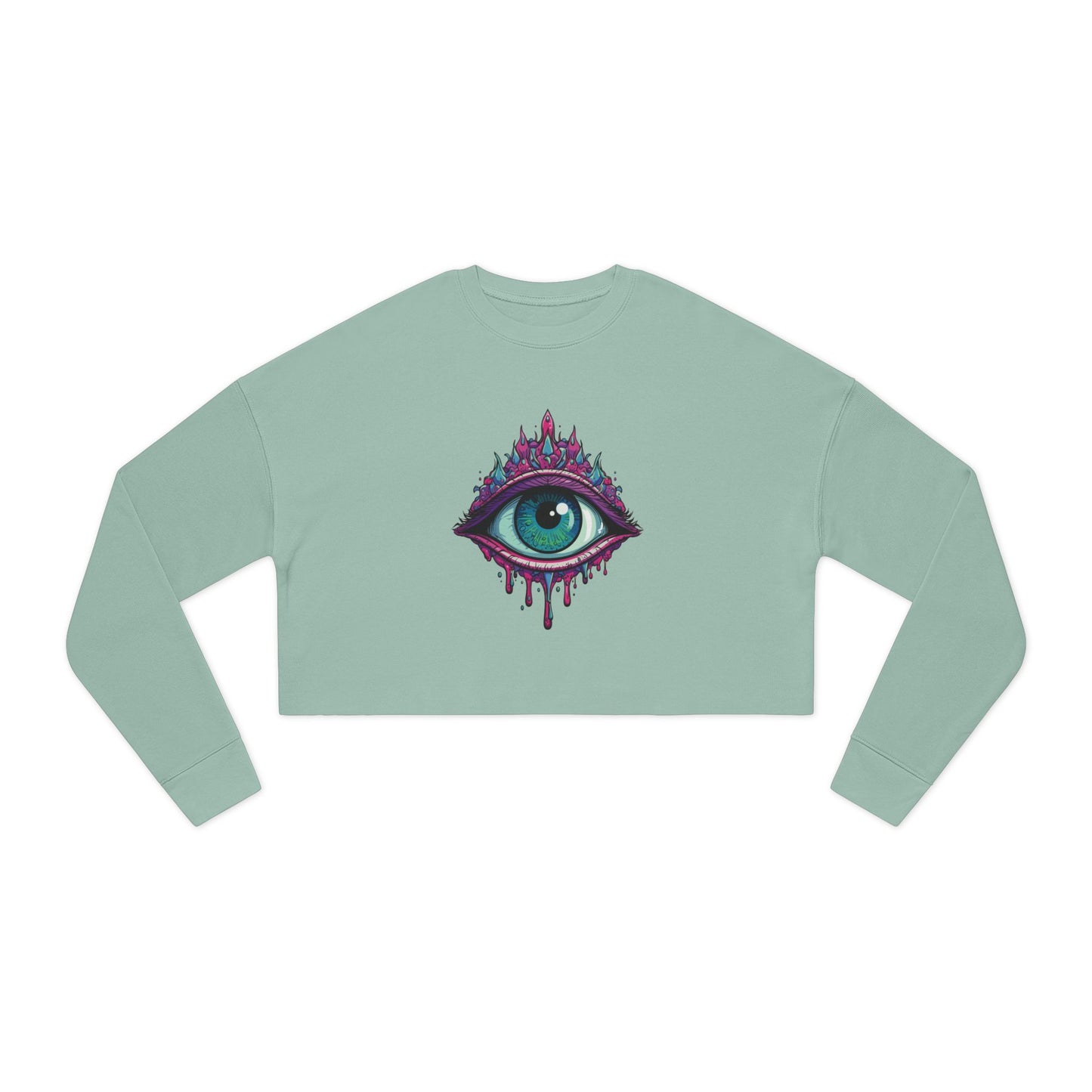Mystical Eye Cropped Sweatshirt, Bohemian Style, Trendy Top, Gift for Her, Cozy Fashion